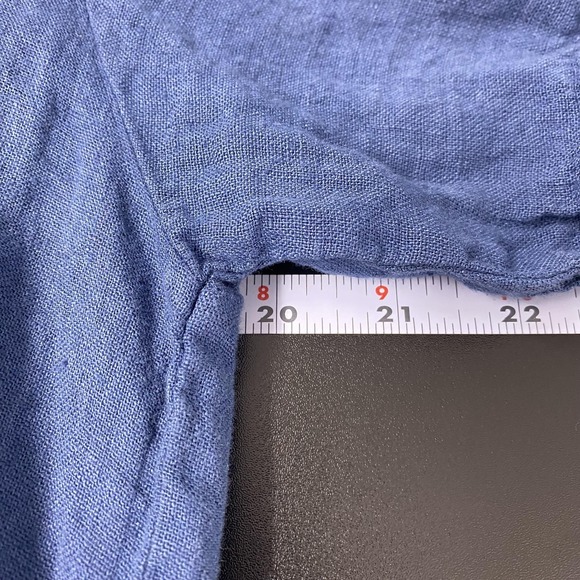 I.M.A Shirt Womens Small Blue Short Sleeve 100% Linen Button Front Top Oversized - Picture 6 of 9